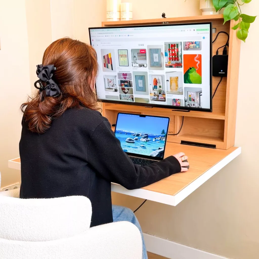 Home Office Setup with Dual Screen Monitor