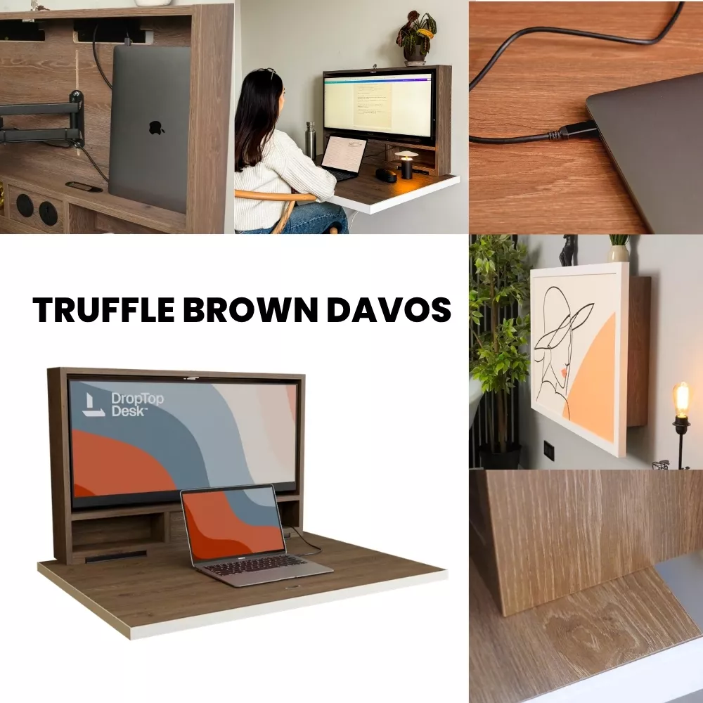 Product Info - DropTop Single 34 DropTop Single 34 in Truffle Brown Davos, open position.