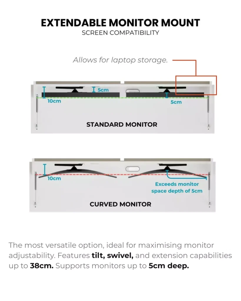 duo extendable monitor mount diagram